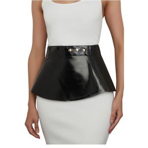 Faux Leather Peplum Belt - Black